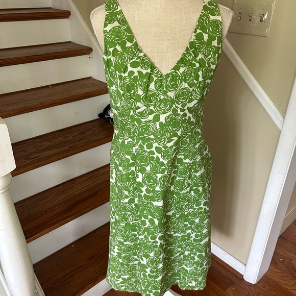 Boden Floral Sheath Dress Green White 10R Preppy Summer Business Casual Classic - Picture 4 of 12